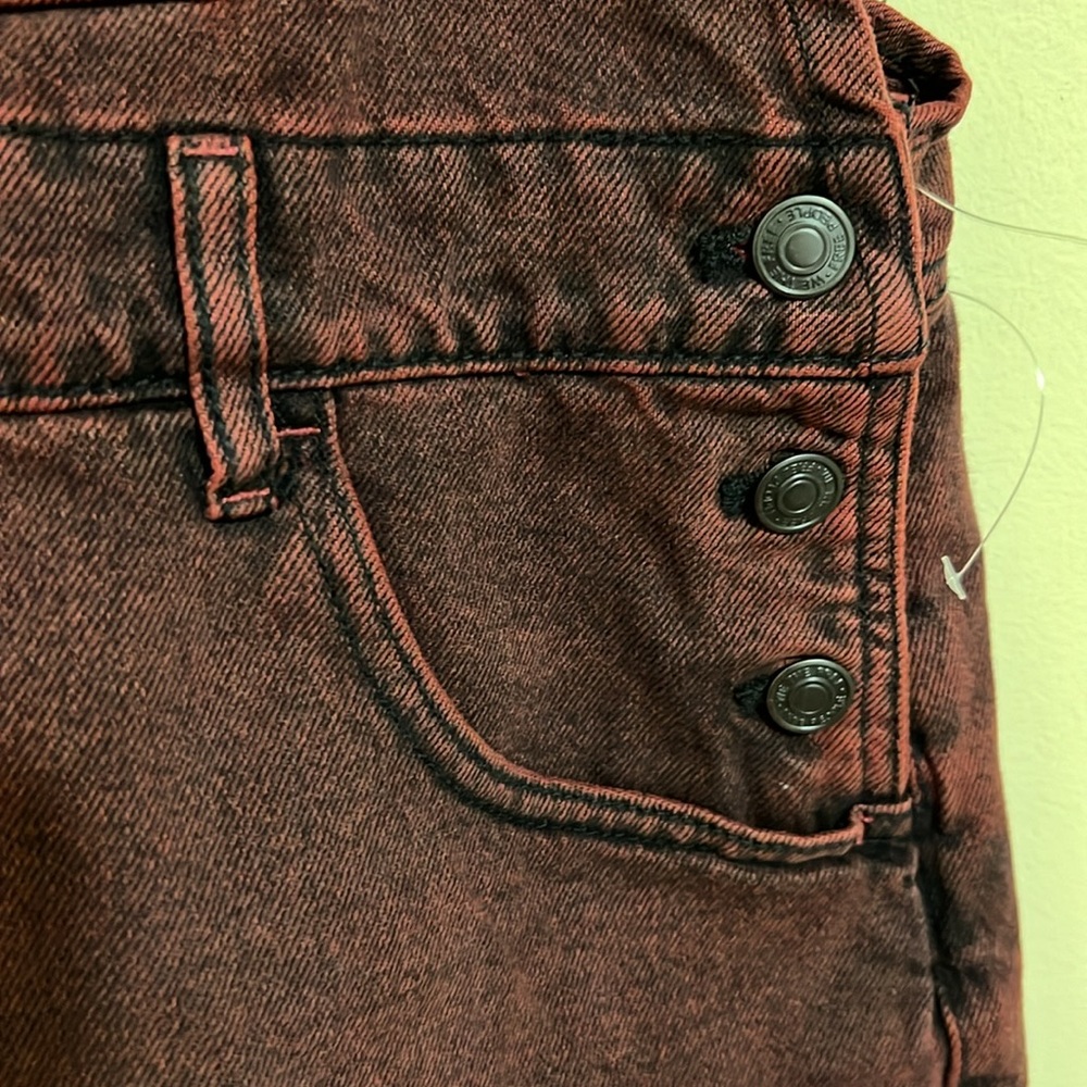 NEW Free people  Burgundy Corduroy Denim Overalls shortall romper size large - Picture 6 of 14